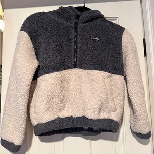 Patagonia Girls' Los Gatos Hoody Sweatshirt, Gray and Cream, Size Medium